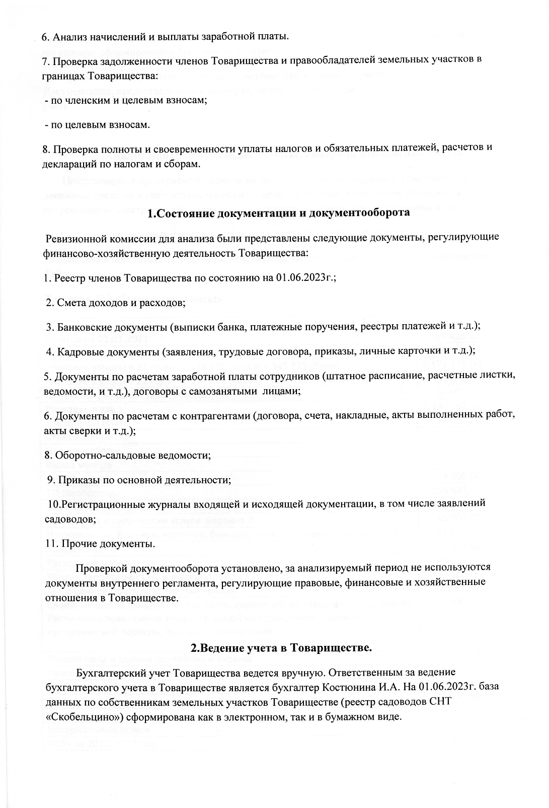Отчет ревизионной комиссии за 2023 год — Скобельцино